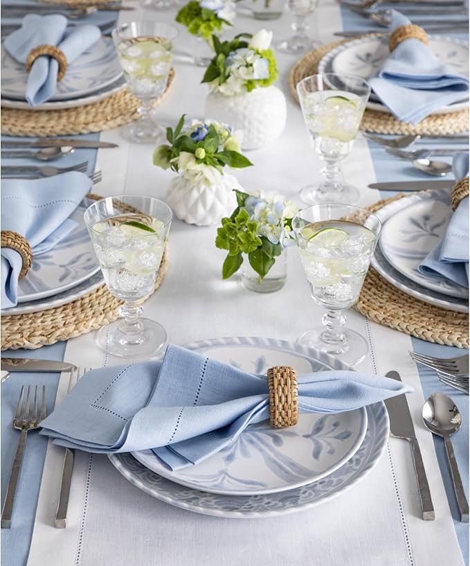 Solino Home Linen White Table Runner 60 Inches - Classic Hemstitch, 100% Pure Linen Coffee Table Runner 14 x 60 Inch Ideal for Dresser Tables - Fall, Halloween, Thanksgiving, Christmas, Holiday