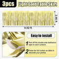 29x108 Inch Foil Fringe Table Skirts Metallic Banner, 3 Pack – Light Gold