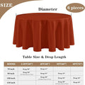 Round Tablecloths, 6 Pack – Rust, Stain, 108 Inches in Diameter