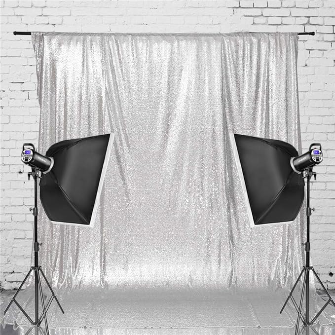 Eternal Beauty Silver Sequin Backdrop, 10x10 Ft Glitter Background Curtains for Shimmer Photography Party Wedding Birthday Back Drop Decor