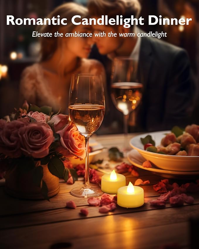 Homemory 12pcs Flameless LED Tea Lights with Remote & Timer, 400+Hours Realistic Flickering Battery Candles for Seasonal, Tabletop, and Centerpieces Decor