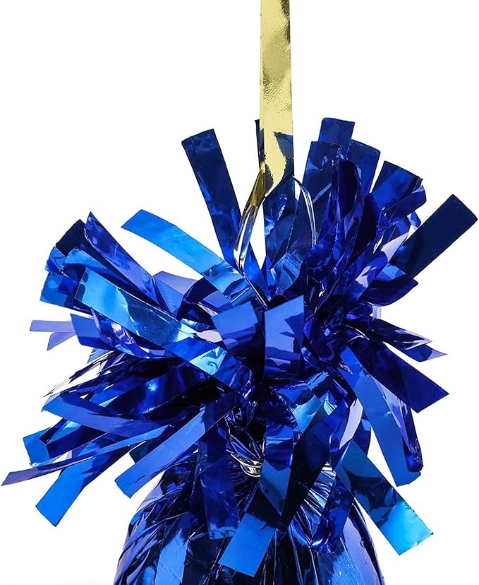 Balloon Weights 15 Pack - Metallic Blue Plastic Table Anchors, 6 Oz
