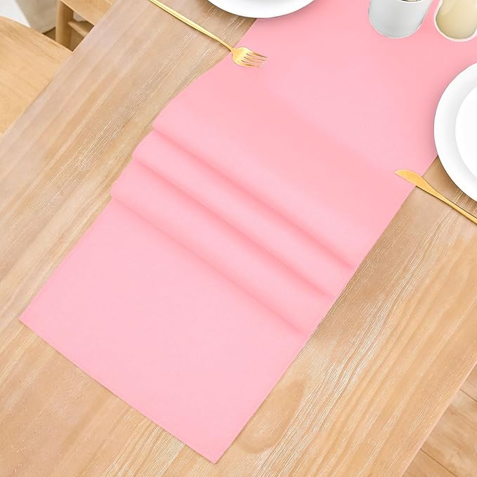 2 Pack Pink Small Short Table Runner 12 x 24 Inch Solid Color Runners Coffee Table Dresser for Daily Party Home Decoration