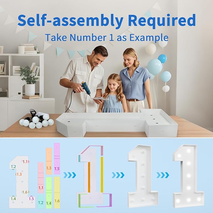 imprsv Marquee Numbers Large 18th-Birthday Decorations: 4ft Light Up Number Party Decor 18 Year Old Girl and Boy Birthday Decoration Backdrop Anniversary Cardboard Big Mosaic Balloon Frame Number 18