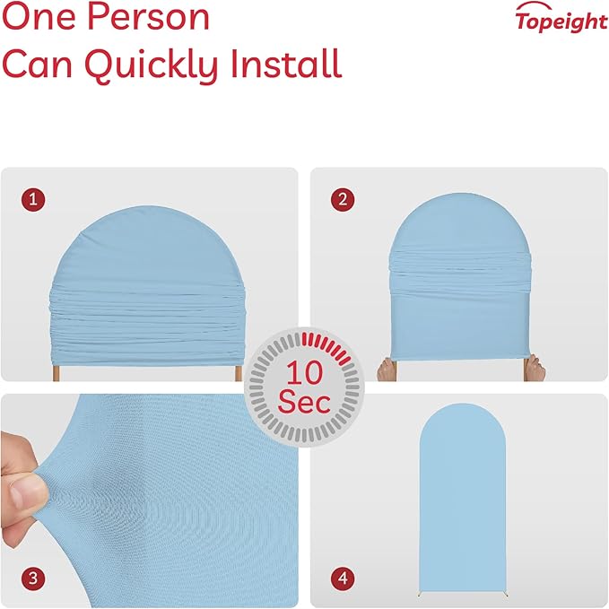 Set of 2 Arch Backdrop Cover Dusty Blue High Elastic Wrinkle-Resistant Arch Cover Spandex Fabric Thick Round Top Chiara Backdrop for Weddings Birthday Baby Shower Garden 6.6FT, 8FT