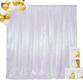SquarePie Sequin Backdrop Non-Transparent Background Sparkly Curtain for Wedding Party 8FT x 8FT Iridescent