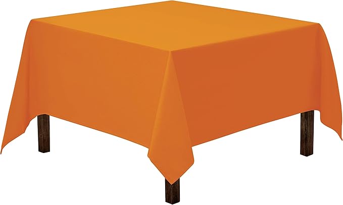 Gee Di Moda Square Tablecloth - 85 x 85 Inch Orange Table Cloth for Large Square or Round Tables - Heavy Duty Washable Fabric - for Buffet Table, Holiday Party, Dinner, Wedding & Baby Shower