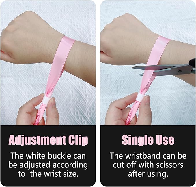 Green-Power America 100 Pcs Cloth Event Wristbands, Event Wristbands, Colored Wrist Bands for Events, for Lightweight Concert Wrist Strap for Activities, Party Bracelets for Events (Color : Pink)
