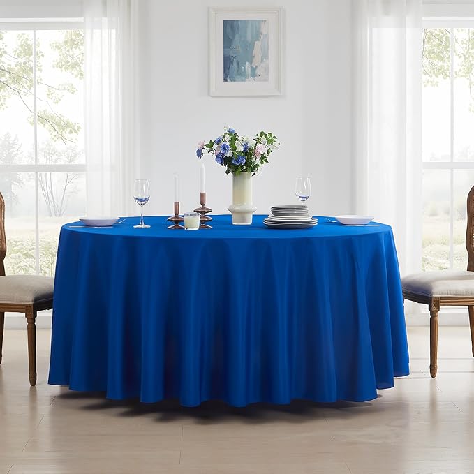 Round Tablecloth 6 Pack 90 Inch Royal Blue Tablecloths Washable Decorative Linen Polyester Table Clothes Cover for Dining Table Banquets Buffet Parties and Wedding