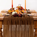 Cheesecloth Table Runner Tan Fall Table Runners Boho, 4 Pack – Brown