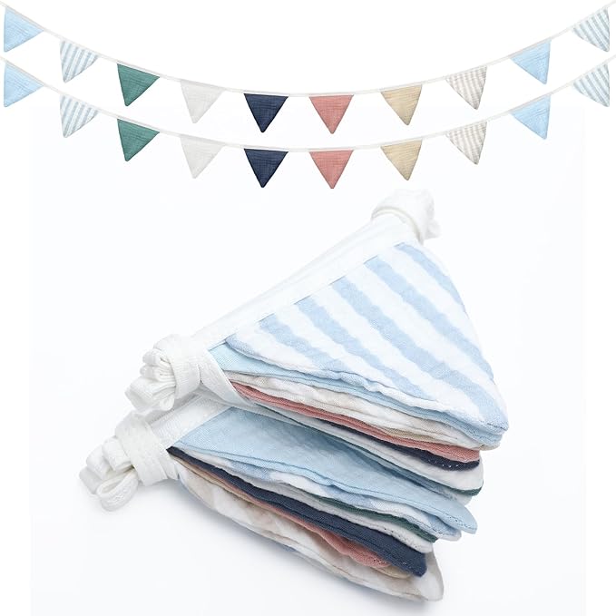 Banner Garland, 15 Ft Cotton Triangle Flags, Set of 2 Strips