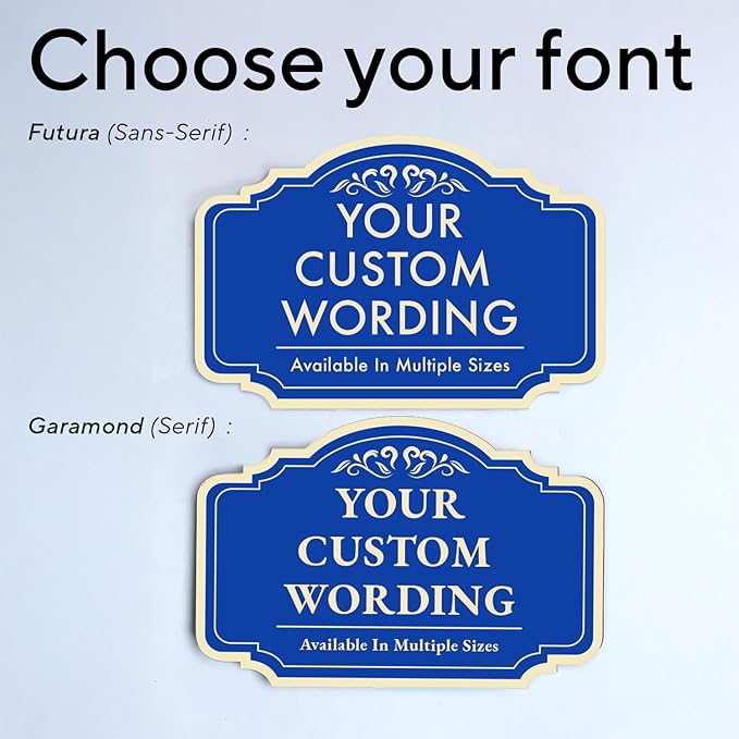 Custom Decorative Outdoor Metal Sign, Personalized Aluminum Driveway Sign - Waterproof, Made in USA - Design 2 Blue Steel 18x12 In