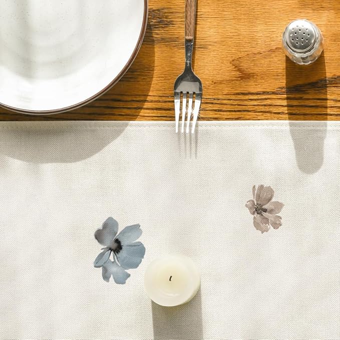 Artoid Mode Brown Poppy Floral Leaves Spring Table Runner, Seasonal Summer Kitchen Dining Table Decoration for Home Party Decor 13x60 Inch