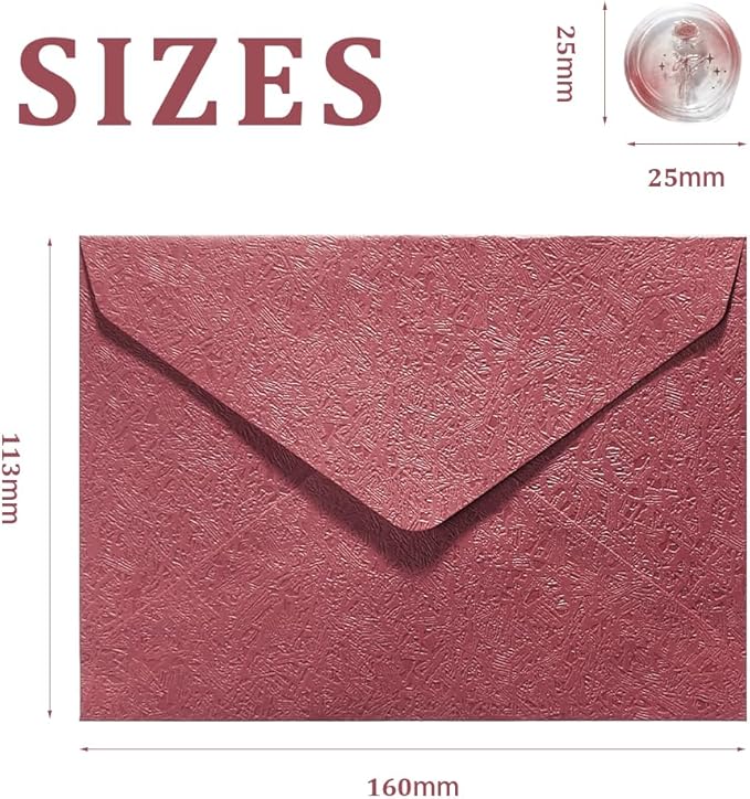 30 Pieces A6 Envelopes with 30 Seal Stickers, 6.32 x 4.45 inch Envelopes for 4 x 6 Wedding Invitation Cards, Greeting Cards, Graduation, Birthday Party Invitations, Red.