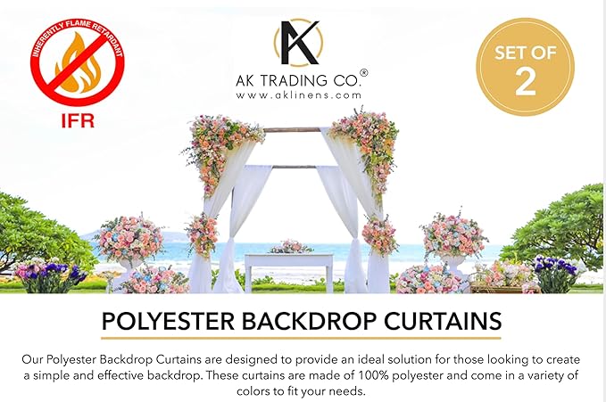 AK TRADING CO. 10 feet x 8 feet IFR Polyester Backdrop Drapes Curtains Panels with Rod Pockets - Wedding Ceremony Party Home Window Decorations - Turquoise