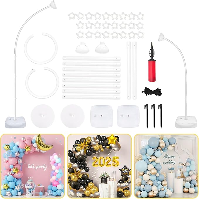 Half Balloon Arch Stand Kit, White PVC, 96 Inch