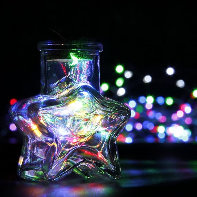 CYLAPEX 6 Pack Multicolor Fairy Lights String Battery Operated Fairy Lights Firefly Lights LED Starry String Lights 3.3ft 20 LEDs Silvery Copper Wire for Christmas DIY Decoration Costume Wedding Party
