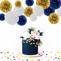 White Gold Paper Flowers – Navy-Blue, 15pcs 5 Size Tissue Paper
