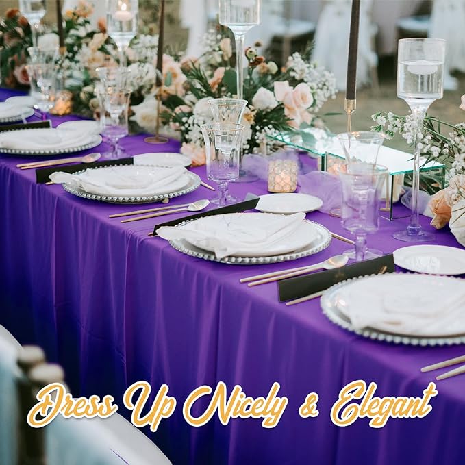 Purple Rectangular Polyester Tablecloths, 10 Pack, 70 x 120 Inch