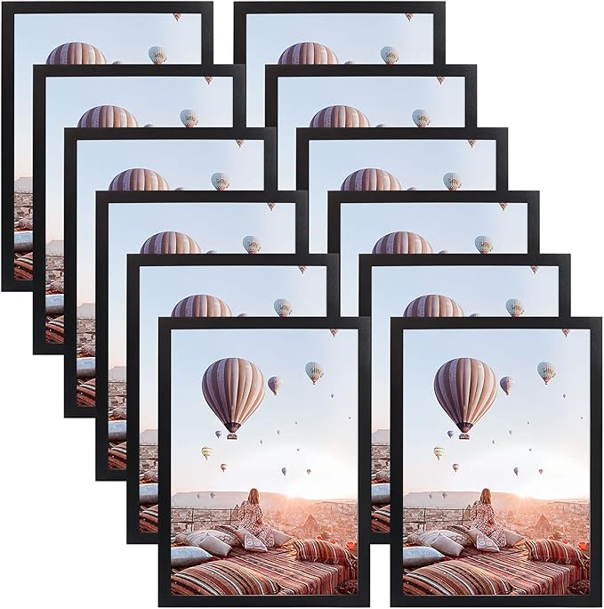 CRUGLA 8.5x11 Magnetic Frame Sheet with Self Adhesive Backing, Poster Certificate Carft Picture Photo Frame for Refrigerator Office Glass Window Door Cubicle Tile, 12 Pack