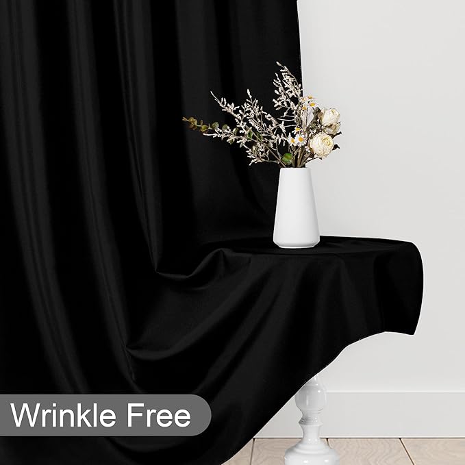 DWCN 10x8 FT Black Backdrop Curtains for Parties, Photography Backdrop Drapes with Rod Pockets for Wedding Decorations Stage Birthday Family Gatherings, 2 Panels 5ft x 8ft