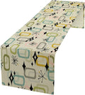 Mid Century Table Runner, Flag Retro Atomic Starburst 1950s Abstract Geometric Space Tabletop Decoration for Home Kitchen Restaurant Table Flag 13x70 Inch