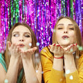 Foil Curtain Backdrop Metallic Tinsel Foil Fringe Curtains, 5 Pack