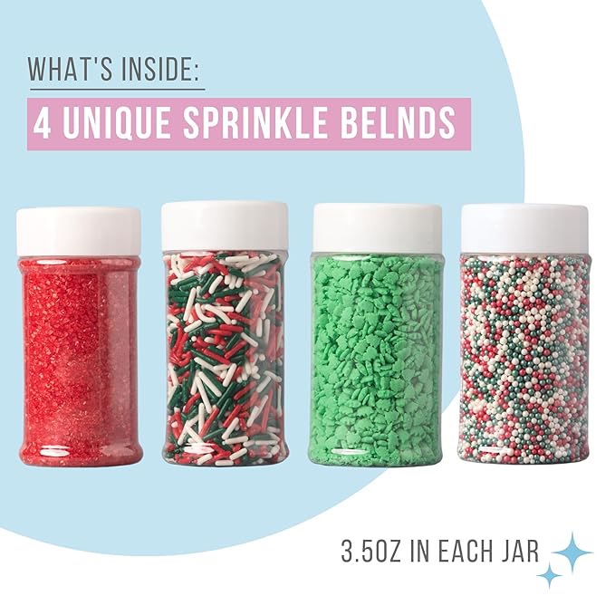 Sprinkles 6-Cell Christmas Variety Pack, 10.9 oz Resealable Organizer