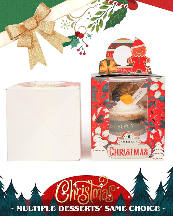 Cupcake Carriers 50 Pack with Holder Inserts, Auto-Pop 3.7 x 3.7 x 4.5 Inch