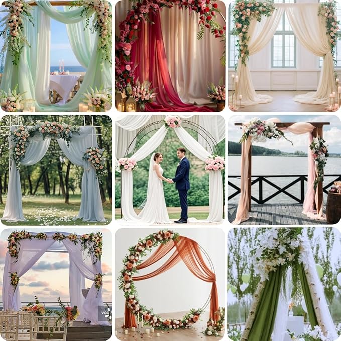 Fall Navy Blue 2 Panels Wedding Arch Draping Fabric 29" x 20Ft Sheer Drapes Outdoor Curtain for Wedding Party Baby Bridal Shower Arch Ceiling Backdrop Decor