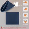 Satin Napkins, 50 Pieces – Navy Blue, 12x12 Inches Cloth Napkins