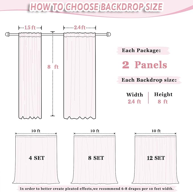 DUOBAO Chiffon Backdrop Curtain-2 Panels 29x96-Inch Wedding Backdrops Drapes Lavender Sheer Curtain Panels Tulle Drape Chiffon Fabric Photography Background for Party (29''x96''x2pcs, Lavender)