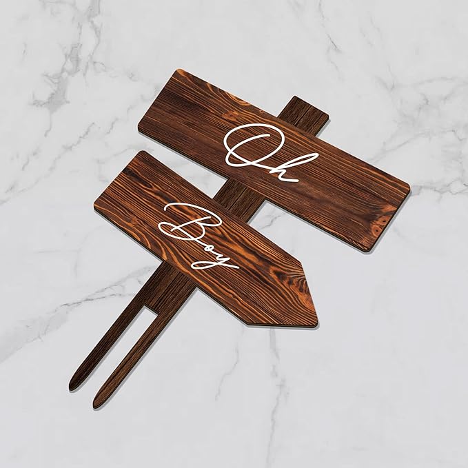 Non-Edible Cake Topper in Wood, Oh Boy Design for Baby Shower