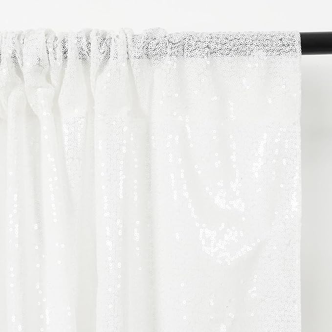 Eternal Beauty White Sequin Backdrop, 6x6 Ft Glitter Background Curtains for Christmas Shimmer Photography Party Wedding Birthday Back Drop Decor