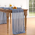 Cheesecloth Table Runner Fall Table Runners Boho, 4 Pack – Dusty Blue