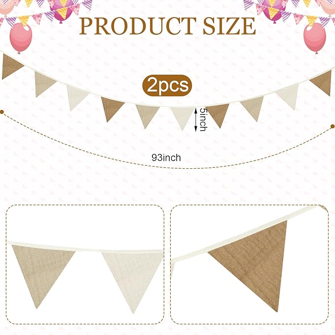 Banners: 2 Cotton Pennant Garlands, 7.75 Ft Each, 10 Flags per Strip