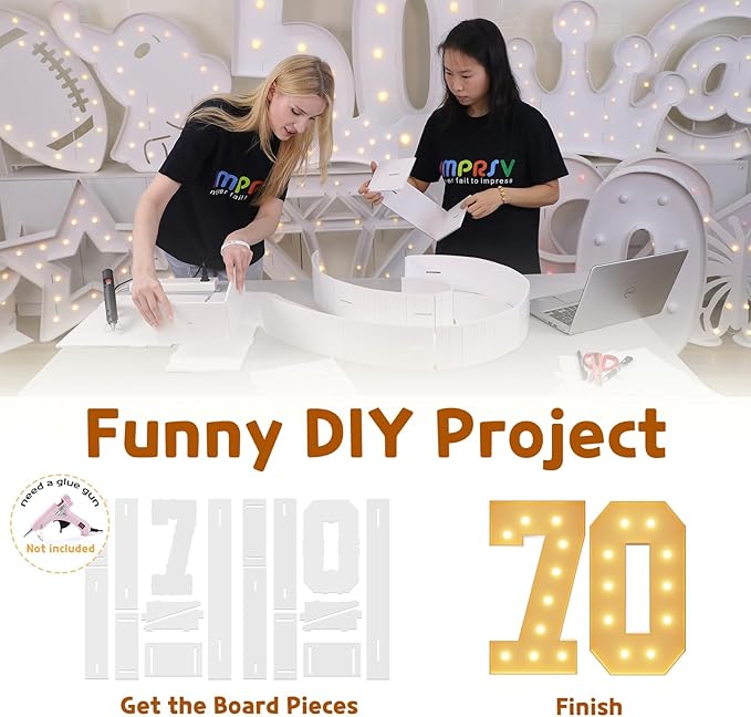 Party Marquee Numbers, 4 Ft Light Up Foam Board Set
