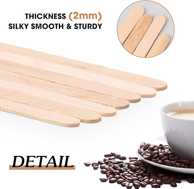 Drink Stirrers: 5000 Disposable Birch Wood Coffee Sticks, 7 Inch