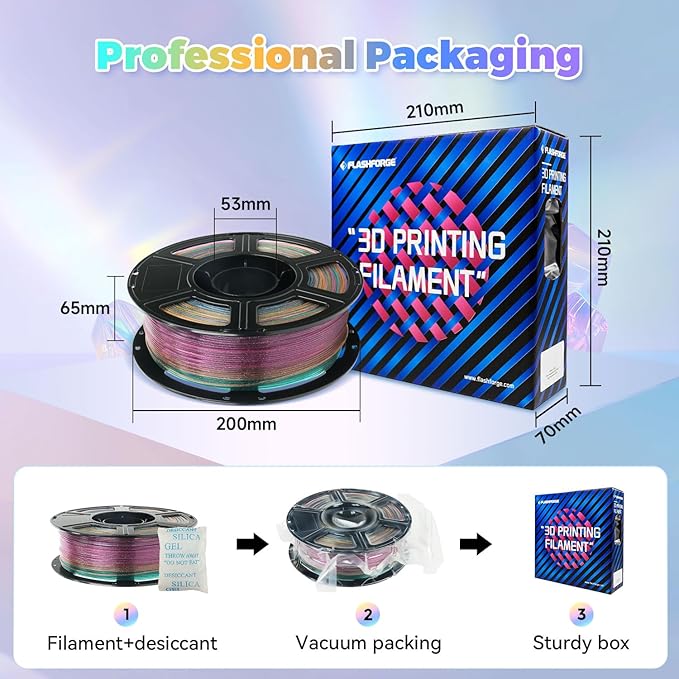 3D Printing Filament, 1.75mm PLA Crystal Rainbow Glitter 1 kg