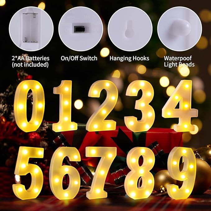 Marquee Numbers 0,Led Large Marquee Letters Sign 26 Alphabet and 10 Light Up Numbers for Party Décor,Birthday Numbers and Personalized Name Sign for Wall Christmas Wedding Home Decoration