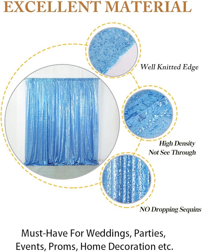 ShinyBeauty Sequin Curtain Baby Blue 4FTx8FT Sequin Photo Backdrop Baby Blue Sequin Backdrop Curtain Glitter Photography Backdrop Bridal Shower Backdrop for Wedding
