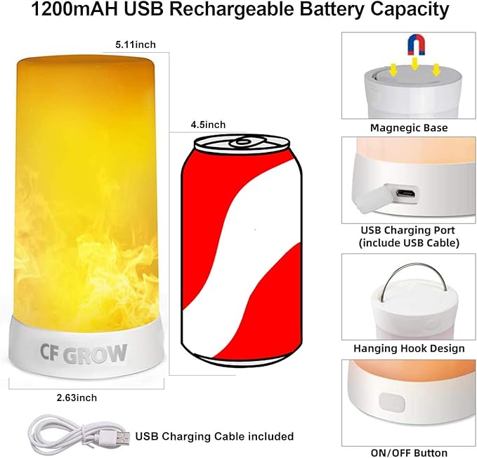 Flameless Candles with Yellow LED Flame, 4 Modes, USB Rechargeable