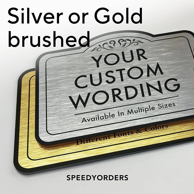 Custom Decorative Outdoor Metal Sign - Personalized Aluminum Driveway Sign, Waterproof, Made In USA - Design 1 Metallic Silver 36x24 In