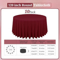 Round Tablecloths, 10 Pack – Burgundy, 120 Inch