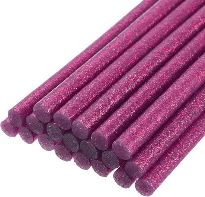 uxcell 20pcs Hot Glue Sticks for Glue Gun 11mm/0.43-inch x 8-inch Mini Hot Melt Adhesive Glue Stick Glitter Rose Red