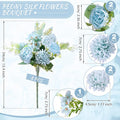 Wedding Silk Flowers Fake Silk Flowers Faux Bouquet Hydrangea, 8 Pcs