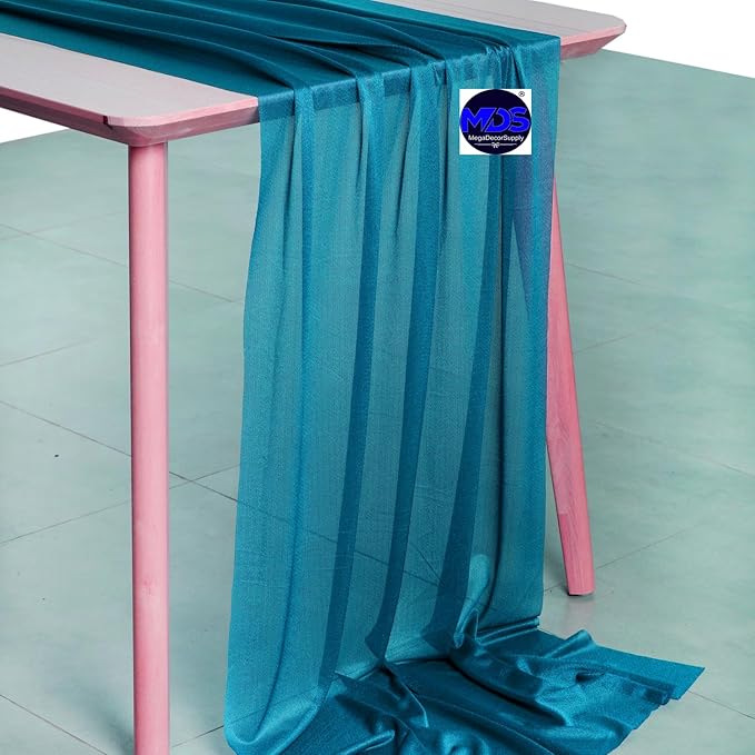 MDS Halloween Chiffon Table Runner - 20 Pack, 29 x 170 Inches, 14ft Each - Sheer Spooky Table Runners for Haunted House Parties, Trick-or-Treat Tables, Witchy Décor, Wedding & Events - Dark Teal
