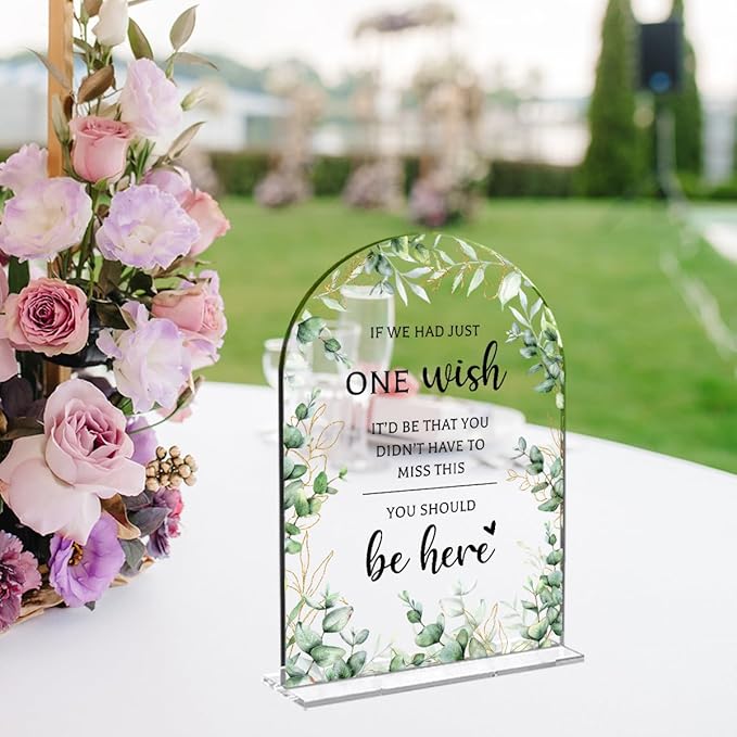 Wedding Sign Decor, You Should Be Here Sign, 5x7 Inch Arch Acrylic, Wedding Sign for Reception & Event, Bridal Shower Decorations, Wedding Table Sign Accessories for Anniversary And Party (Foliage)