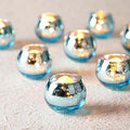 Homemory 12 Pcs Blue Votive Candle Holders, Round Mercury Glass Candle Holder, Tealight Candle Holders for Table Centerpieces, Baby Showe, Anniversary, Wedding, Home Decor, Halloween, Christmas