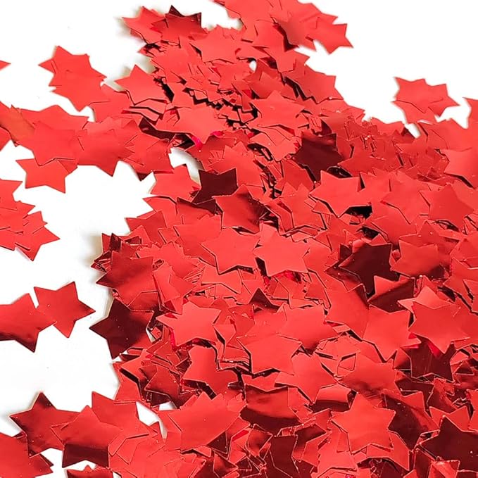 CC wonderland zone Red Star Confetti 0.6 inch,Round Red Foil Confetti,Shiny Red Confetti for Party Decoration or Filled Balloons,(3.52 oz)